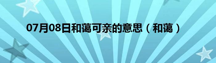 07月08日和蔼可亲的意思（和蔼）