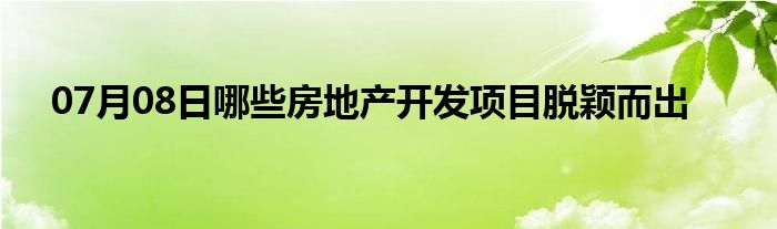 07月08日哪些房地产开发项目脱颖而出