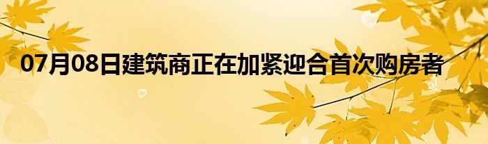 07月08日建筑商正在加紧迎合首次购房者