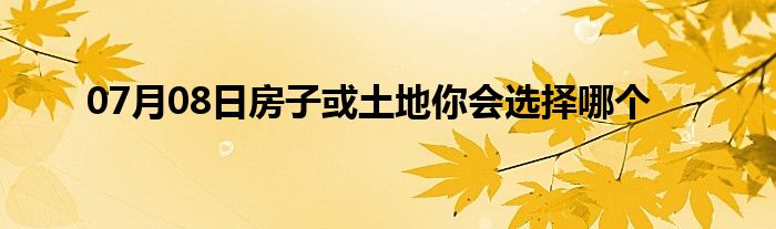 07月08日房子或土地你会选择哪个