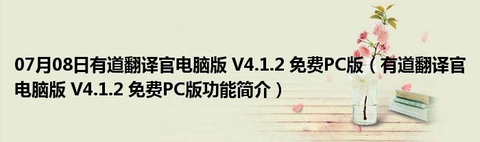 07月08日有道翻译官电脑版 V4.1.2 免费PC版（有道翻译官电脑版 V4.1.2 免费PC版功能简介）