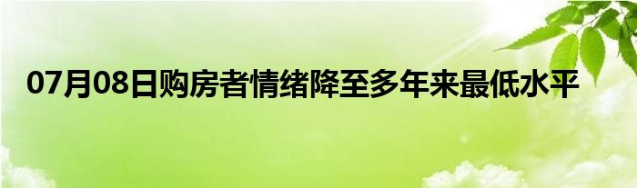 07月08日购房者情绪降至多年来最低水平