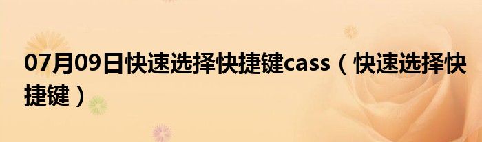 07月09日快速选择快捷键cass（快速选择快捷键）