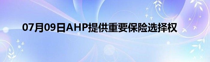 07月09日AHP提供重要保险选择权