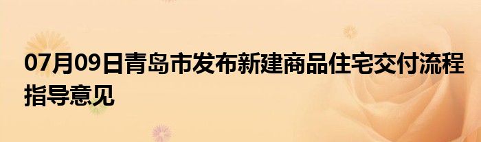 07月09日青岛市发布新建商品住宅交付流程指导意见