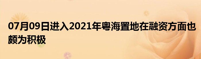 07月09日进入2021年粤海置地在融资方面也颇为积极