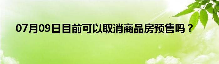 07月09日目前可以取消商品房预售吗？