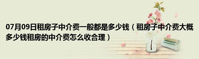 07月09日租房子中介费一般都是多少钱（租房子中介费大概多少钱租房的中介费怎么收合理）