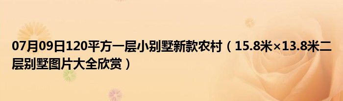 07月09日120平方一层小别墅新款农村（15.8米×13.8米二层别墅图片大全欣赏）