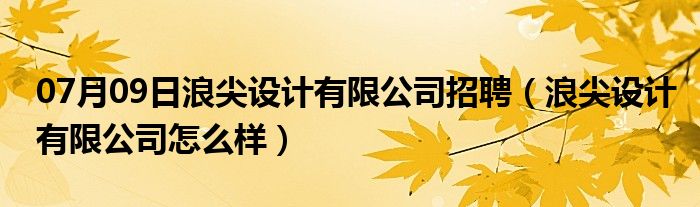 07月09日浪尖设计有限公司招聘（浪尖设计有限公司怎么样）