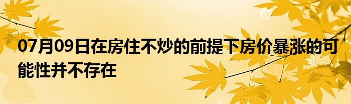 07月09日在房住不炒的前提下房价暴涨的可能性并不存在