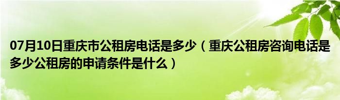 07月10日重庆市公租房电话是多少（重庆公租房咨询电话是多少公租房的申请条件是什么）