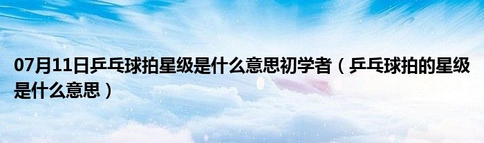 07月11日乒乓球拍星级是什么意思初学者（乒乓球拍的星级是什么意思）