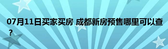 07月11日买家买房 成都新房预售哪里可以查？