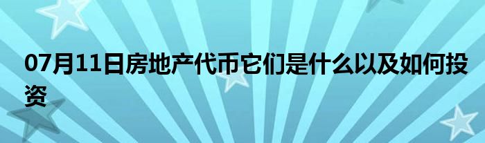 07月11日房地产代币它们是什么以及如何投资