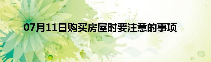 07月11日购买房屋时要注意的事项