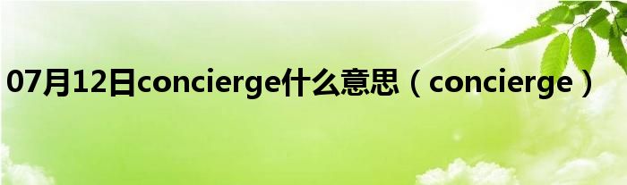 07月12日concierge什么意思（concierge）