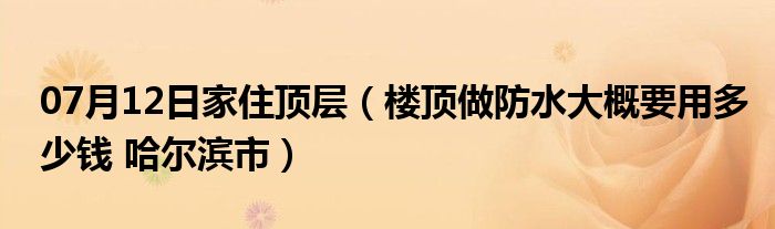 07月12日家住顶层（楼顶做防水大概要用多少钱 哈尔滨市）