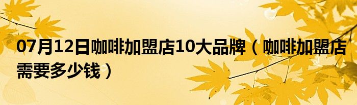 07月12日咖啡加盟店10大品牌（咖啡加盟店需要多少钱）