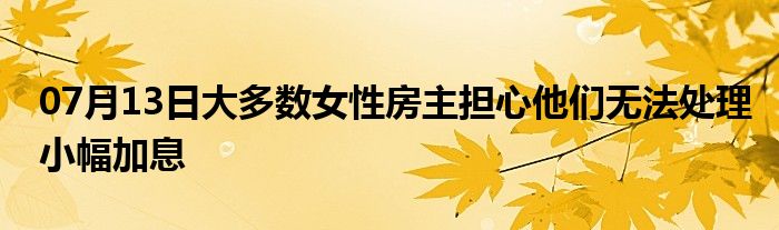 07月13日大多数女性房主担心他们无法处理小幅加息