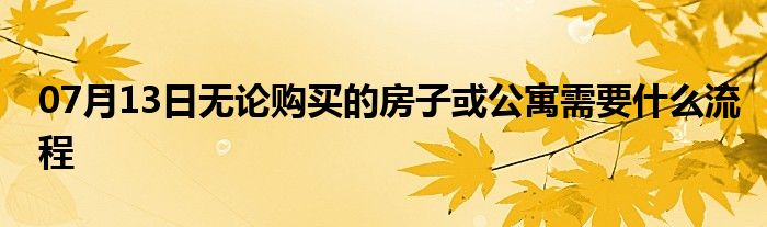 07月13日无论购买的房子或公寓需要什么流程