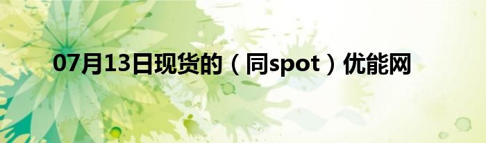 07月13日现货的（同spot）优能网