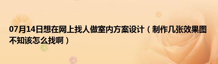 07月14日想在网上找人做室内方案设计（制作几张效果图 不知该怎么找啊）