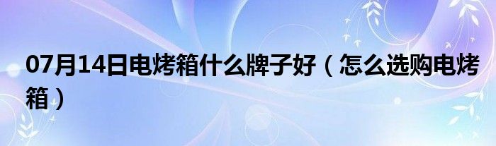 07月14日电烤箱什么牌子好（怎么选购电烤箱）