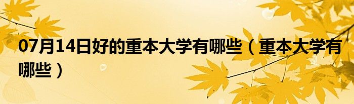 07月14日好的重本大学有哪些（重本大学有哪些）