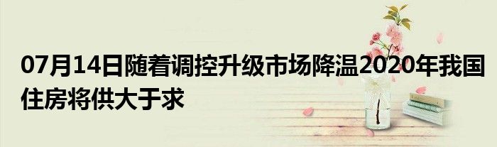 07月14日随着调控升级市场降温2020年我国住房将供大于求