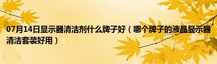 07月14日显示器清洁剂什么牌子好（哪个牌子的液晶显示器清洁套装好用）