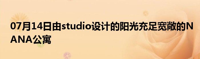 07月14日由studio设计的阳光充足宽敞的NANA公寓