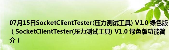 07月15日SocketClientTester(压力测试工具) V1.0 绿色版（SocketClientTester(压力测试工具) V1.0 绿色版功能简介）