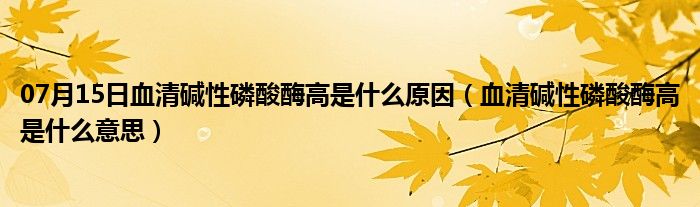 07月15日血清碱性磷酸酶高是什么原因（血清碱性磷酸酶高是什么意思）