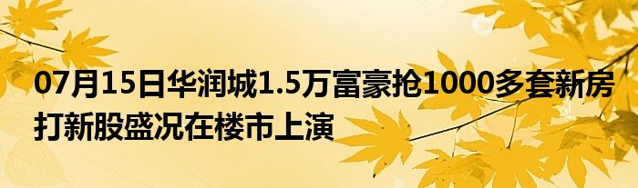 07月15日华润城1.5万富豪抢1000多套新房打新股盛况在楼市上演