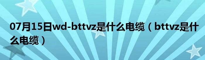 07月15日wd-bttvz是什么电缆（bttvz是什么电缆）