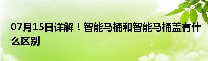 07月15日详解！智能马桶和智能马桶盖有什么区别