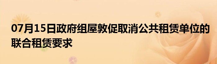 07月15日政府组屋敦促取消公共租赁单位的联合租赁要求