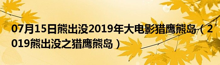 07月15日熊出没2019年大电影猎鹰熊岛（2019熊出没之猎鹰熊岛）