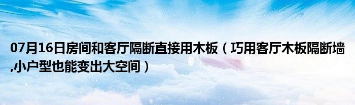 07月16日房间和客厅隔断直接用木板（巧用客厅木板隔断墙,小户型也能变出大空间）