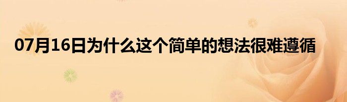 07月16日为什么这个简单的想法很难遵循