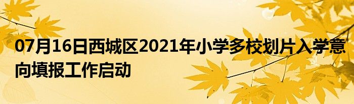 07月16日西城区2021年小学多校划片入学意向填报工作启动