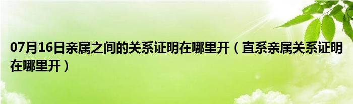 07月16日亲属之间的关系证明在哪里开（直系亲属关系证明在哪里开）