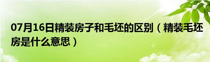 07月16日精装房子和毛坯的区别（精装毛坯房是什么意思）