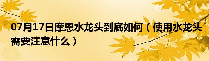 07月17日摩恩水龙头到底如何（使用水龙头需要注意什么）