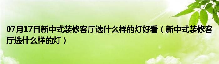 07月17日新中式装修客厅选什么样的灯好看（新中式装修客厅选什么样的灯）