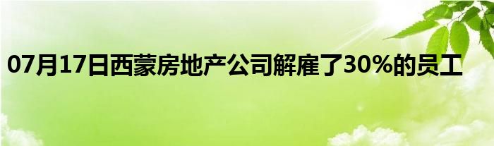 07月17日西蒙房地产公司解雇了30%的员工