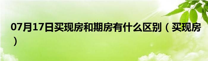 07月17日买现房和期房有什么区别（买现房）