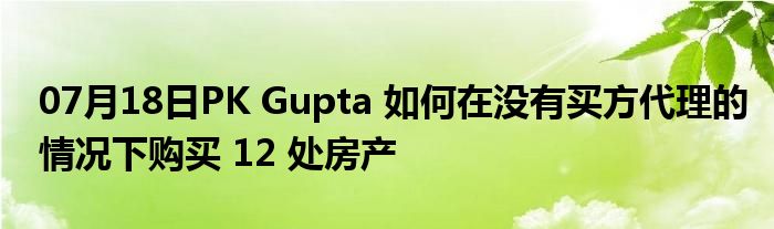 07月18日PK Gupta 如何在没有买方代理的情况下购买 12 处房产