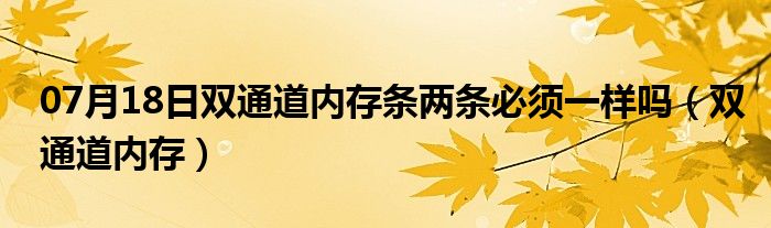 07月18日双通道内存条两条必须一样吗（双通道内存）